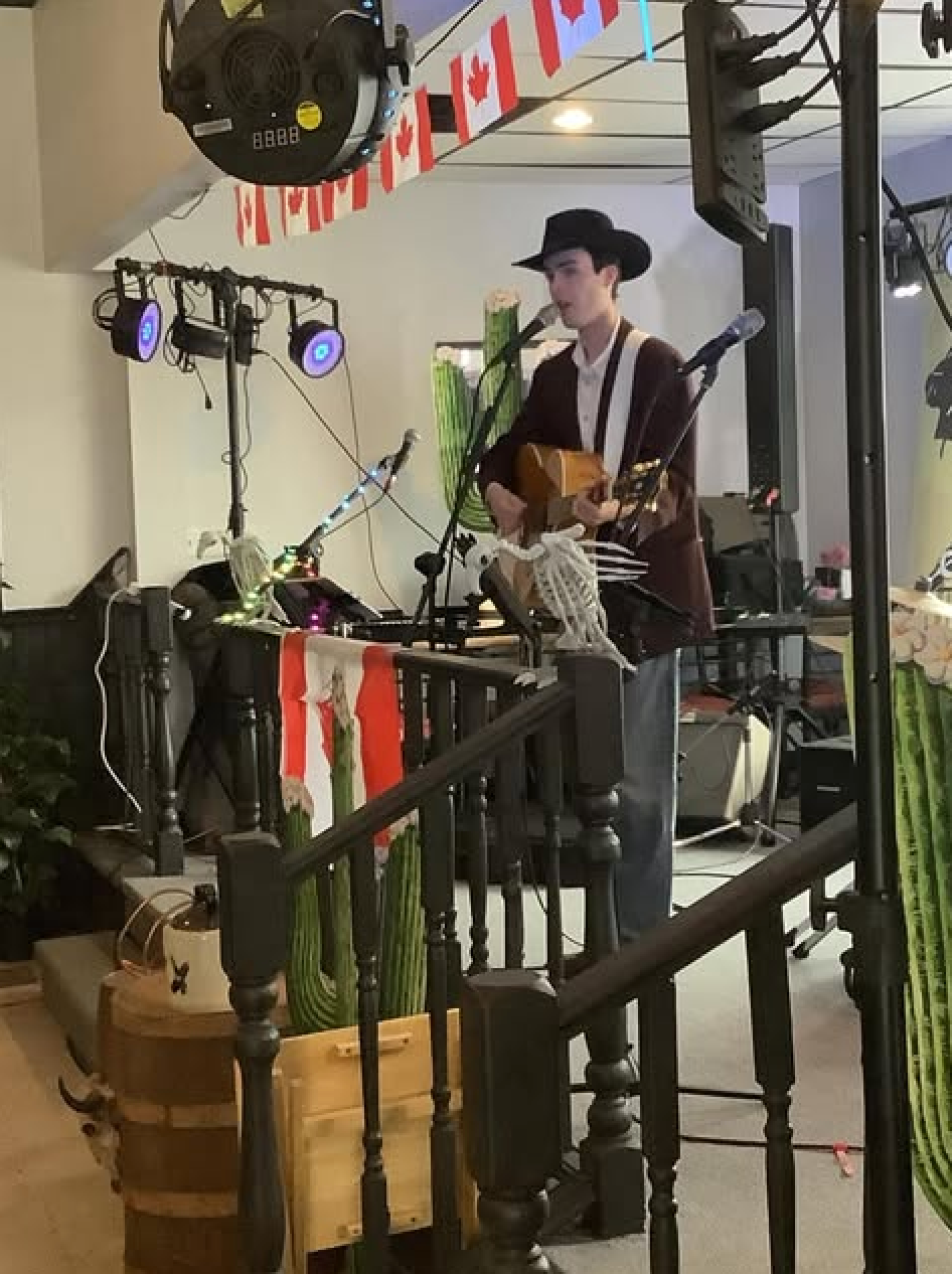 Liam Vickery performs in Acton