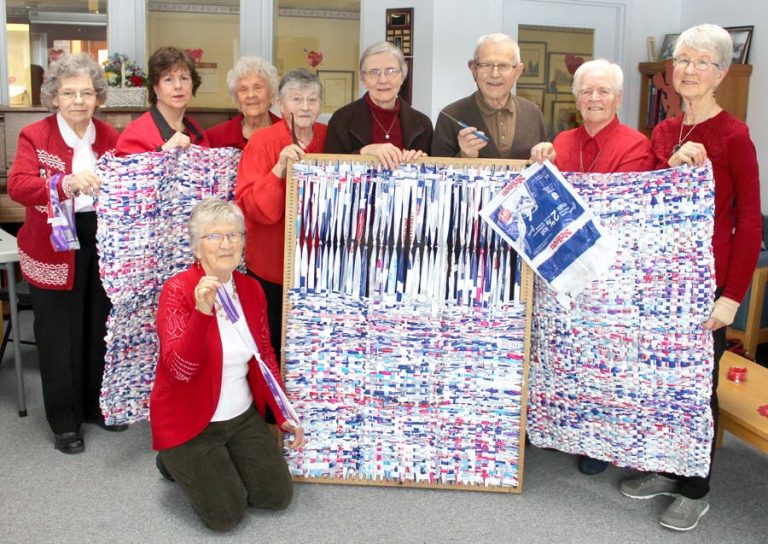 Merry Makers learn how milk bag mats are made