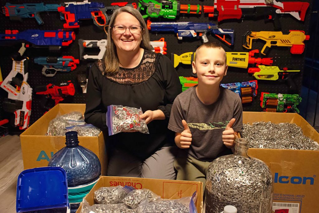 Fergus boy collects 165 pounds of pop can tabs to help little girl get