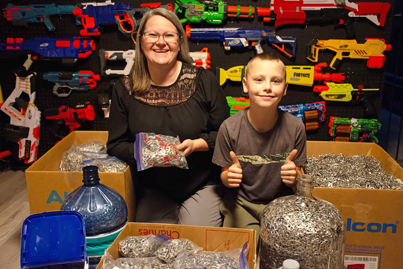Fergus boy collects 165 pounds of pop can tabs to help little girl get